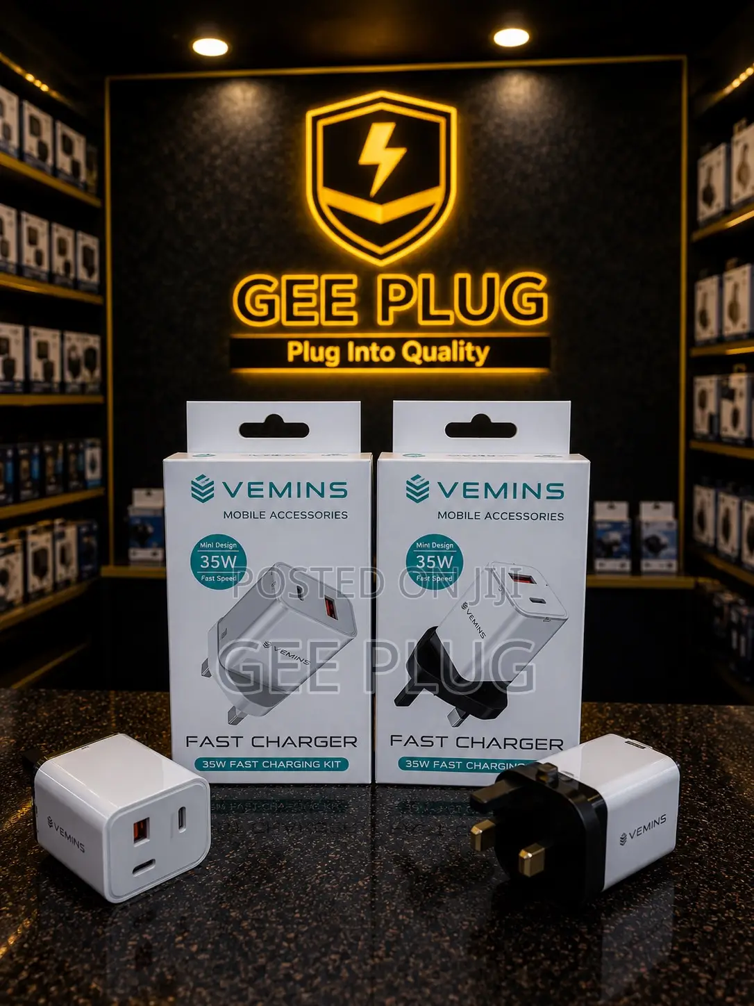 VEMINS 35W Fast Charger Adapter Original (USB-C PD + USB-A)