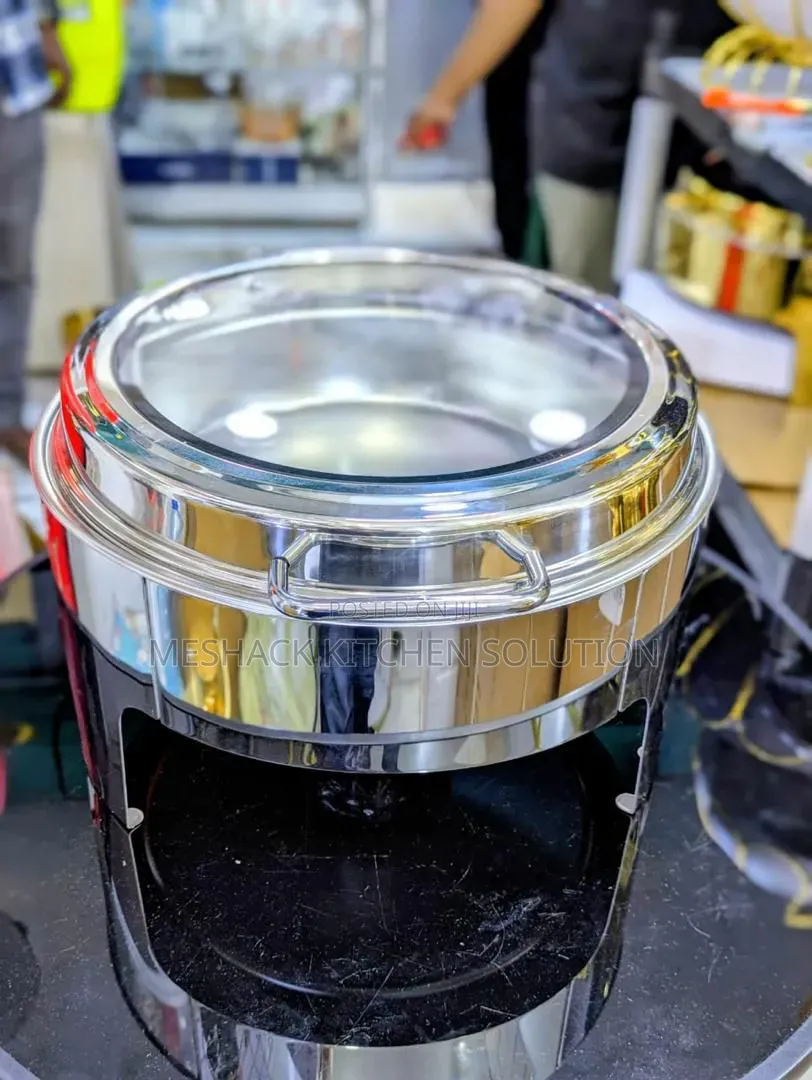 Round Silver Hydraulic Cheffing Dish