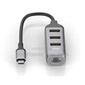 Onten USB 3.0 Hub With 3 USB Ports and Ethernet Port, Aluminum Housing