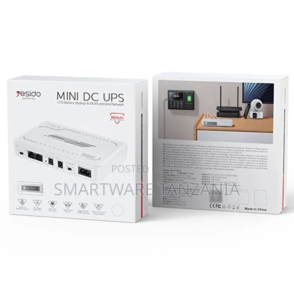 Yesido Mini DC UPS Battery Backup for Network Devices, 12V, 2A Output