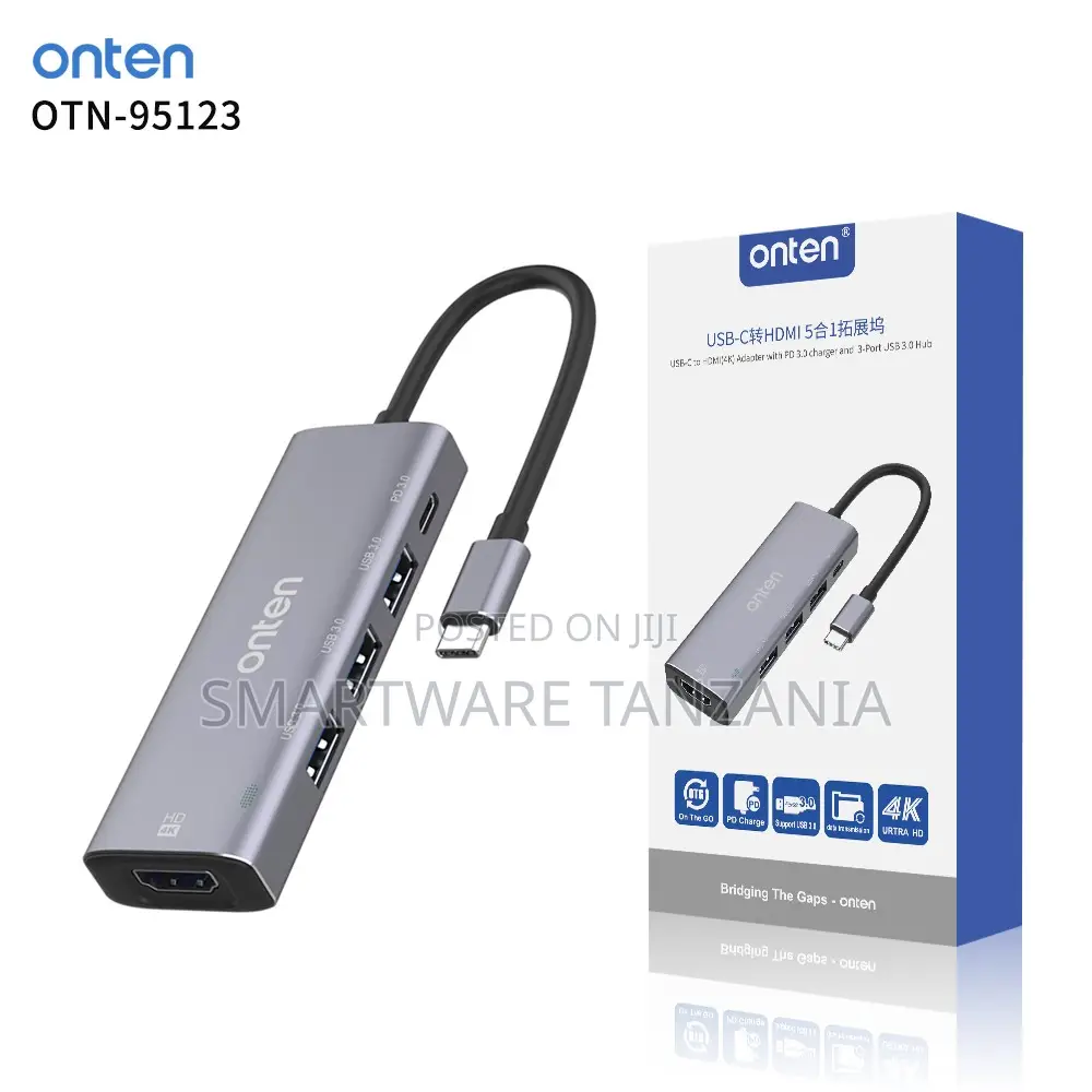 Onten USB-C to HDMI Adapter With 3 USB 3.0 Ports and Power Delivery