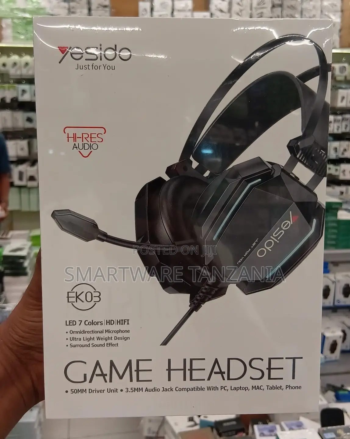 Yesido EK03 Gaming Headset With 50mm Driver, 3.5mm Jack, LED Lights