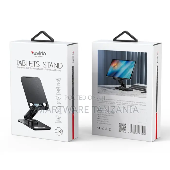 Yesido 360° Rotating Stand for Tablets and Phones, Adjustable Height