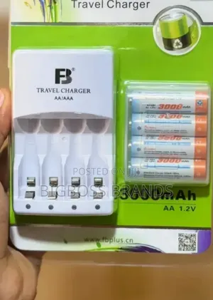 4 Rechargable Batteries 3000 mAh AA With Charger