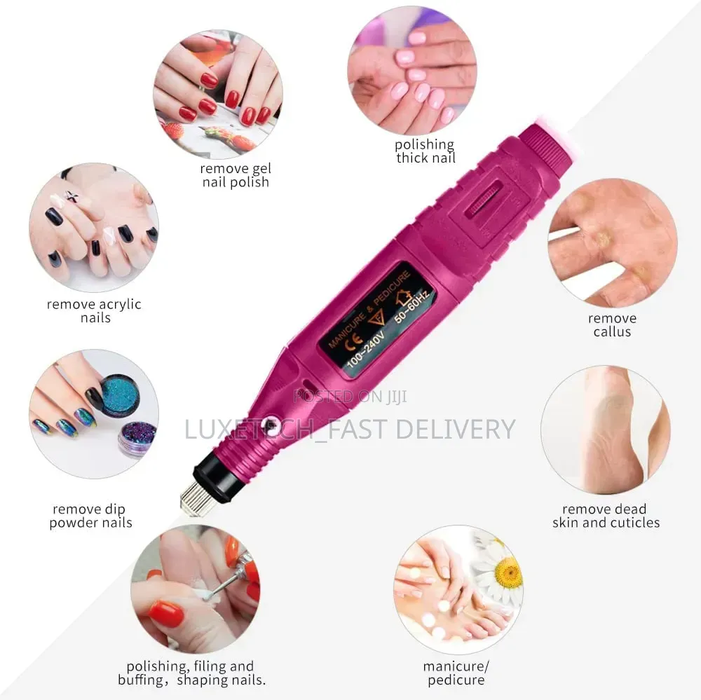 Portable Electric Nail Drill Kit E-File Machine - Manicure, Pedicure