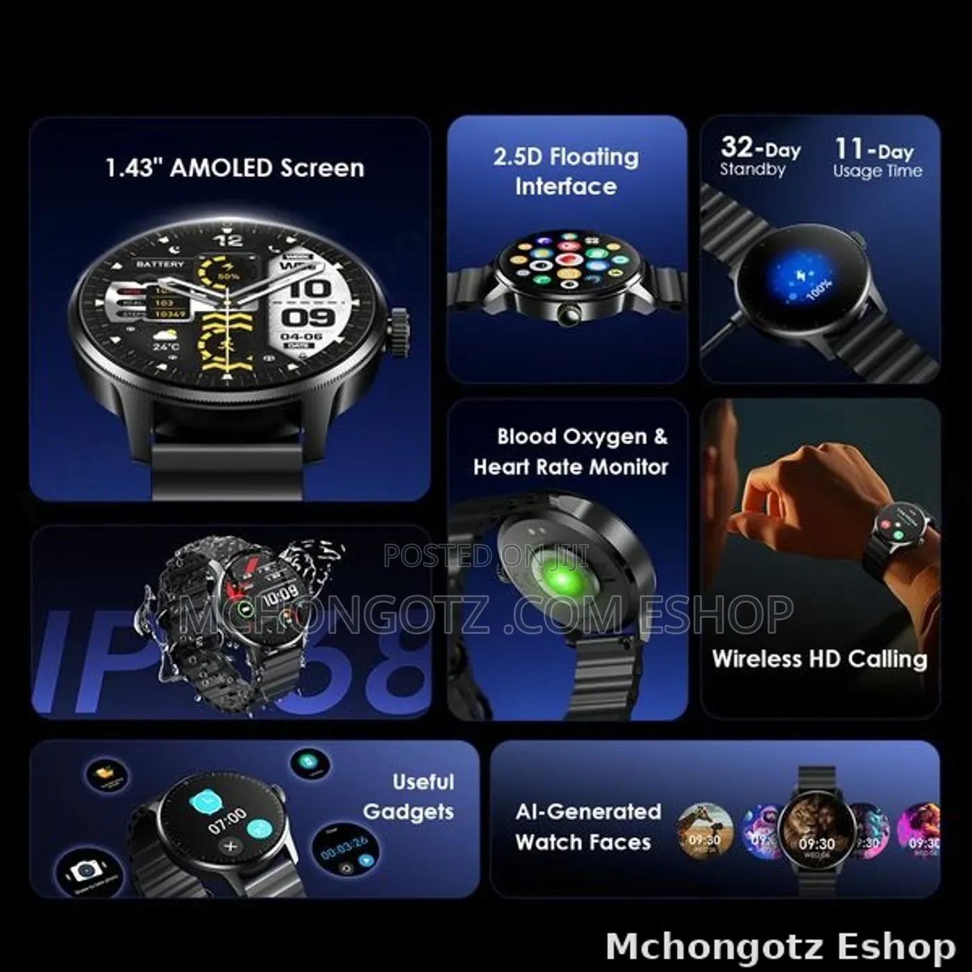 Oraimo Watch 5R Pro OSW-830 AMOLED Smart Watch 1.43 Inch IP68