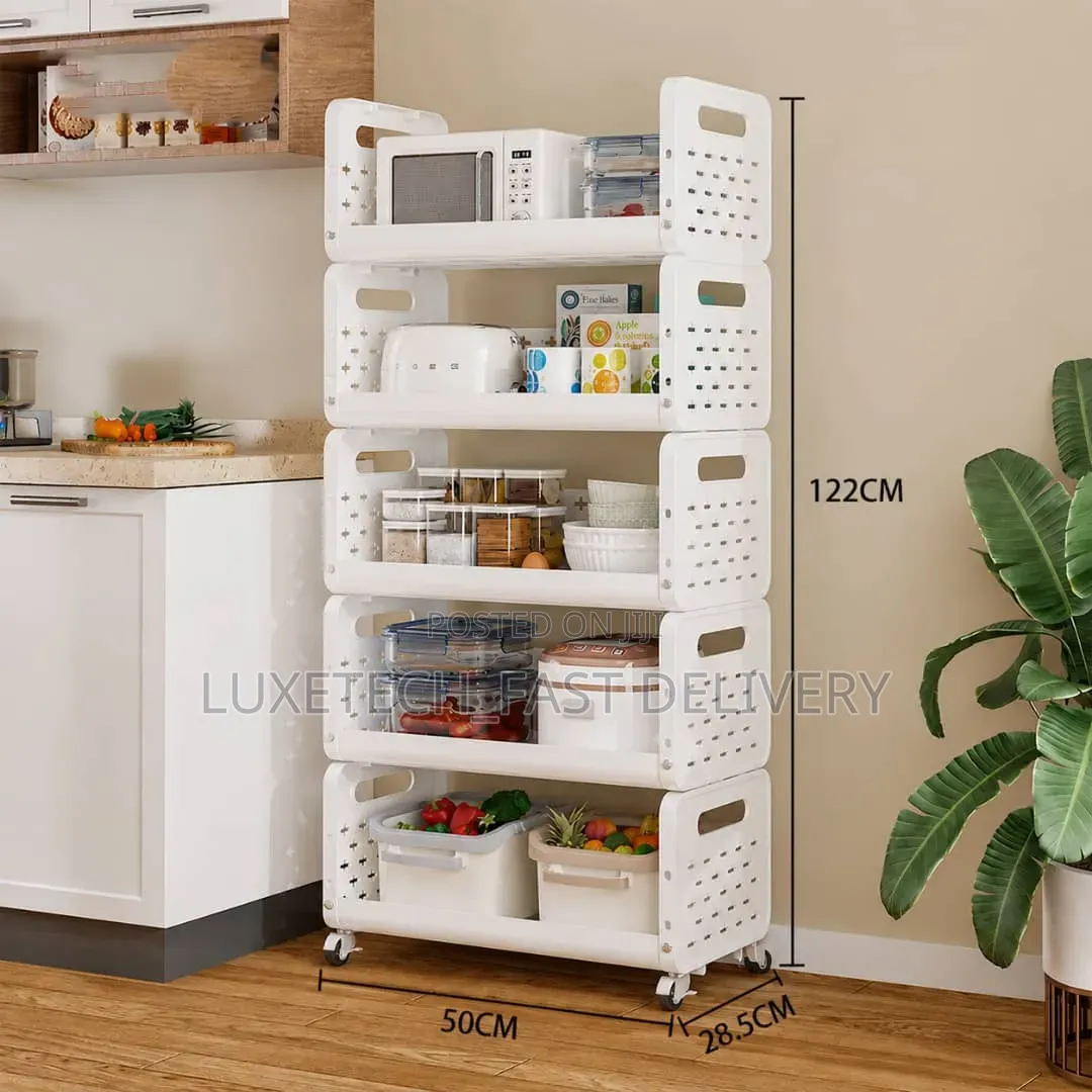5 Layers Rolling Storage Trolley – Multi-Purpose Kitchen Organizer