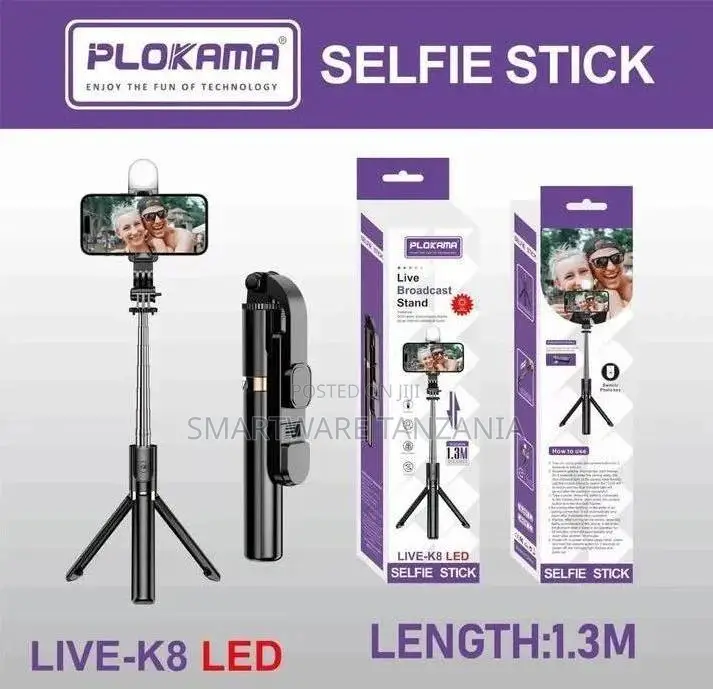 Plokama LIVE- LED Multifunctional Selfie Stick -1.3m