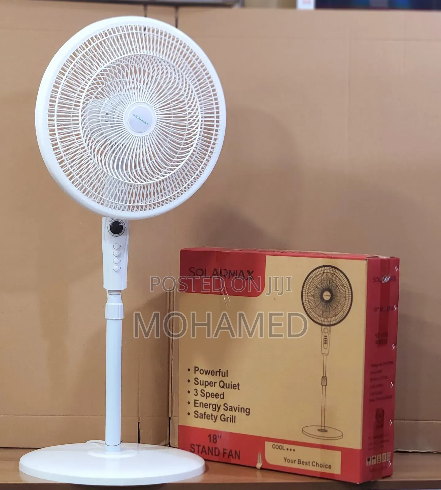  Solarmax Standing Fan 18 Inch  Model: SF-1801  Rangi: White