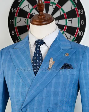 Men’s Royal Sky Blue Double-Breasted Suit