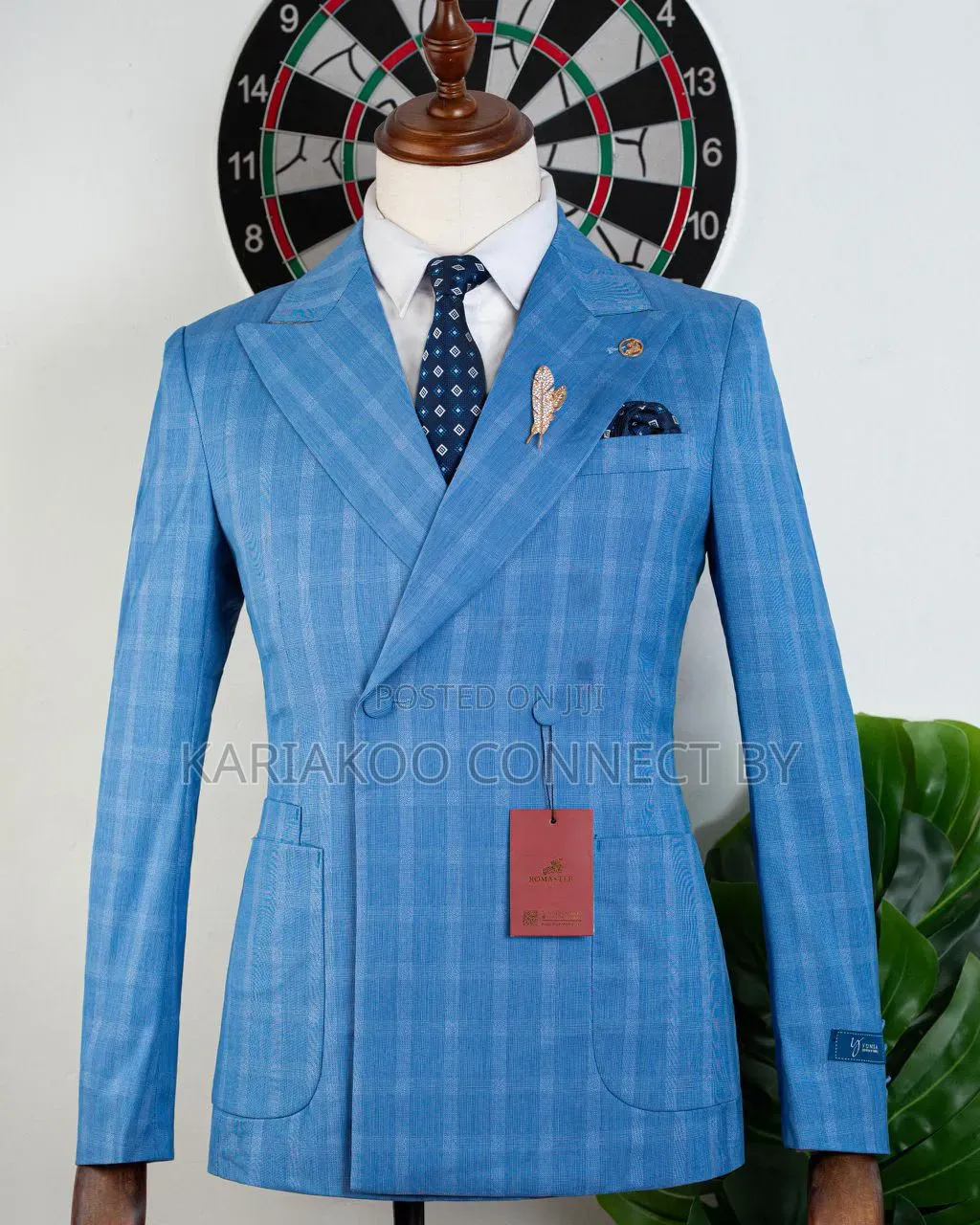 Men’s Royal Sky Blue Double-Breasted Suit