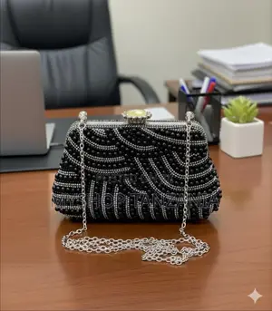 Black Beaded Clutch Purse