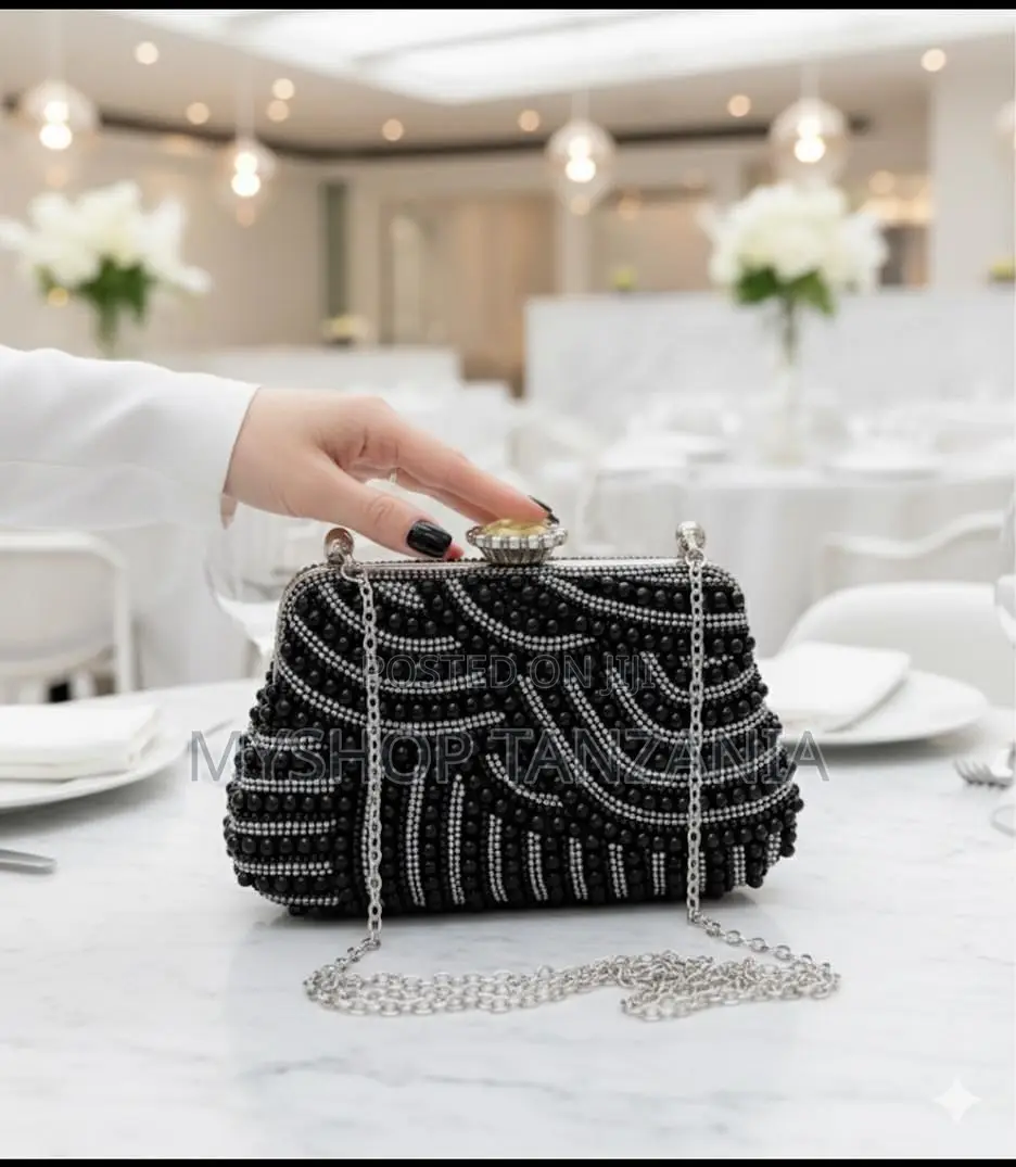 Black Beaded Clutch Purse