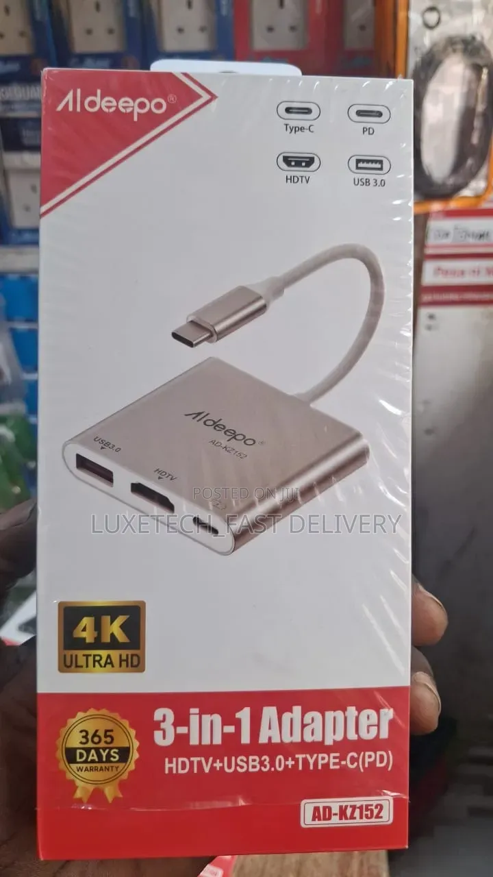 Aldeepo 3-in-1 USB-C Hub Adapter – HDMI, USB 3.0 and PD Charging