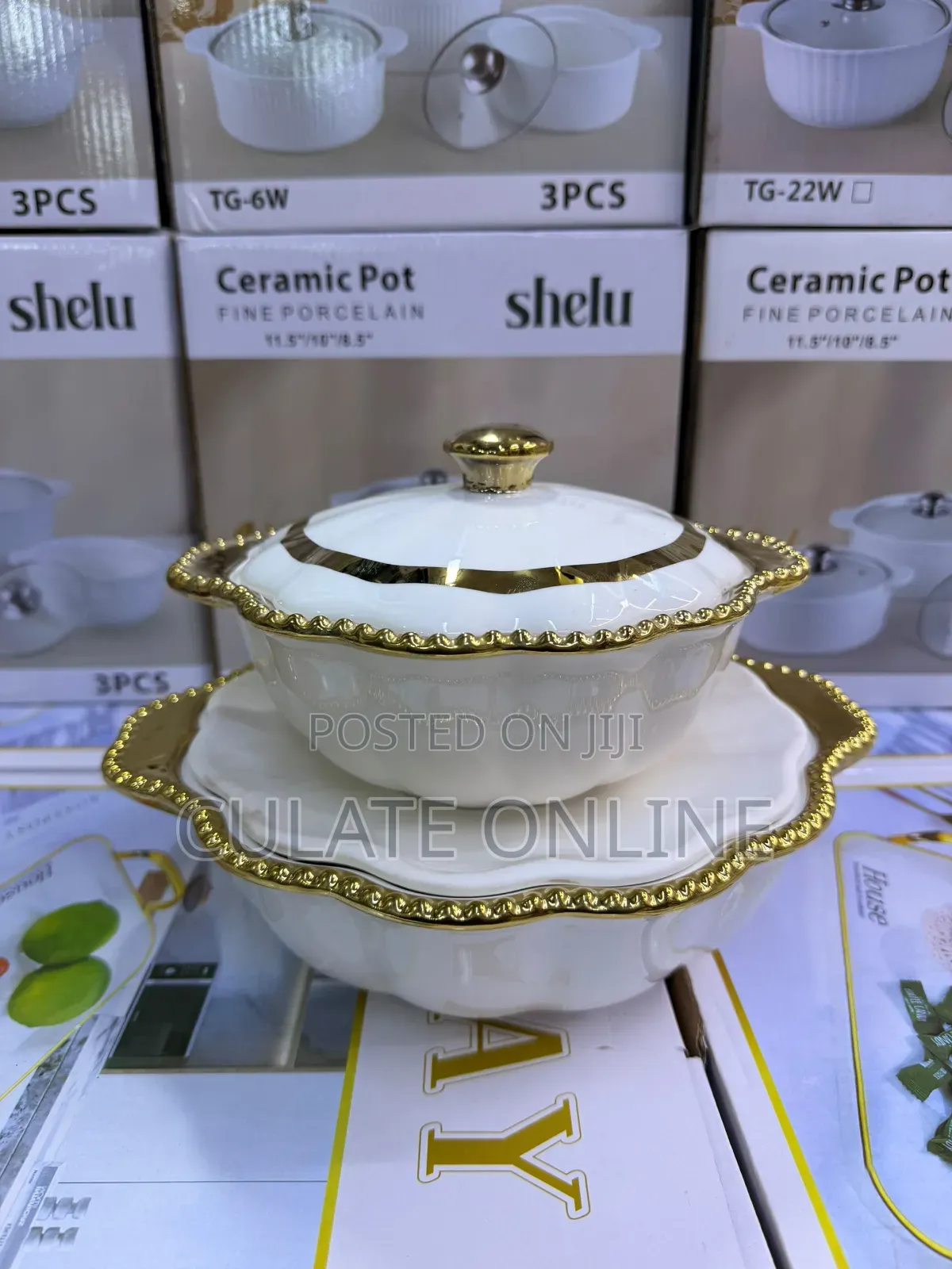 2pcs Gold Ceramic Serving Bowls