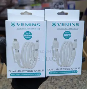 VEMINS 65W Fast Charging Cable (USB + Type-C to Lightning)