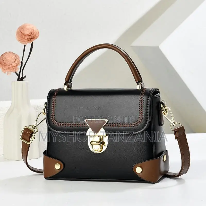 Glam Handbag Features Black Design With Contrasting Brown Accents