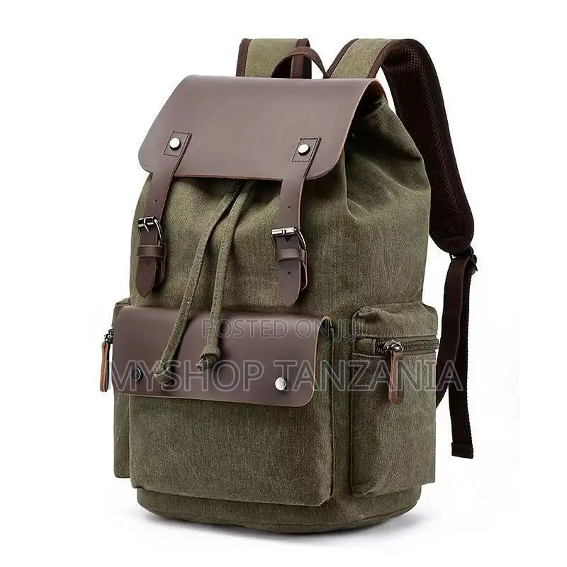 Vintage-Style Canvas and Leather Backpack