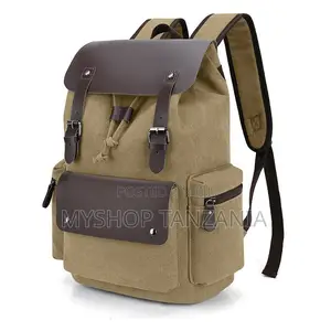 Khaki-Colored Canvas Backpack