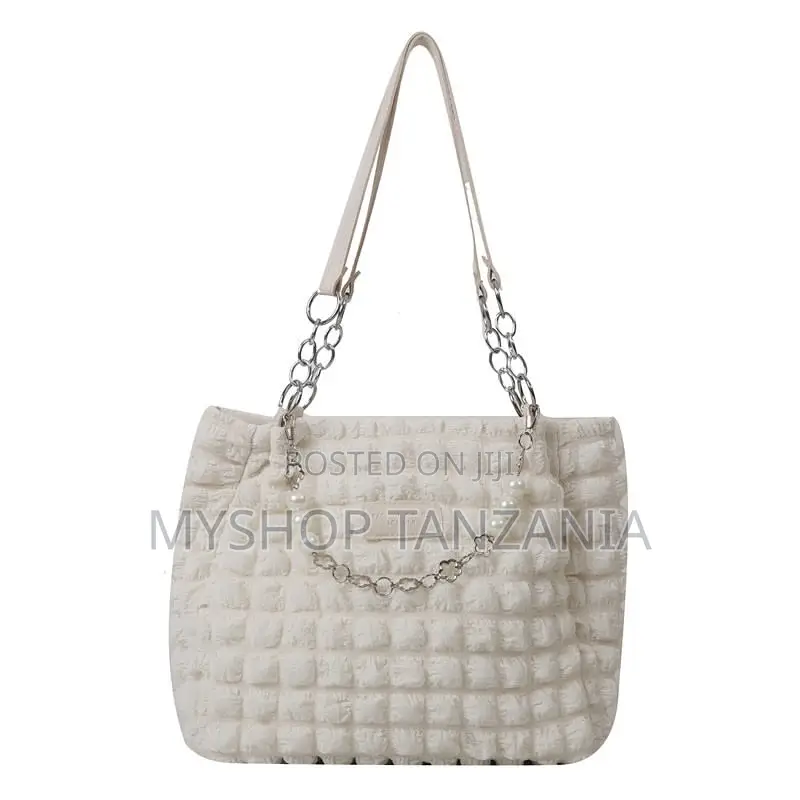 White Bubble Textured Tote Bag