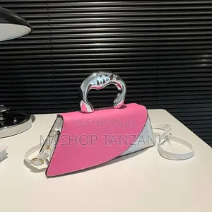 Pink Metal Top Handle Crossbody Bag F