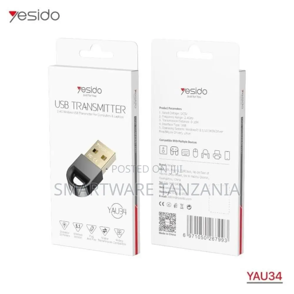 Yesido USB Transmitter 2.4GHz Wireless Adapter for Computers Laptops