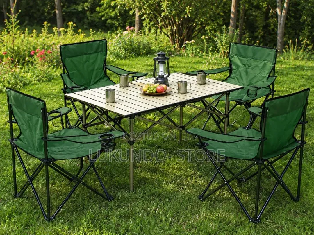 Foldable Outdoor Table and 4 Chair – Portable for Camping,