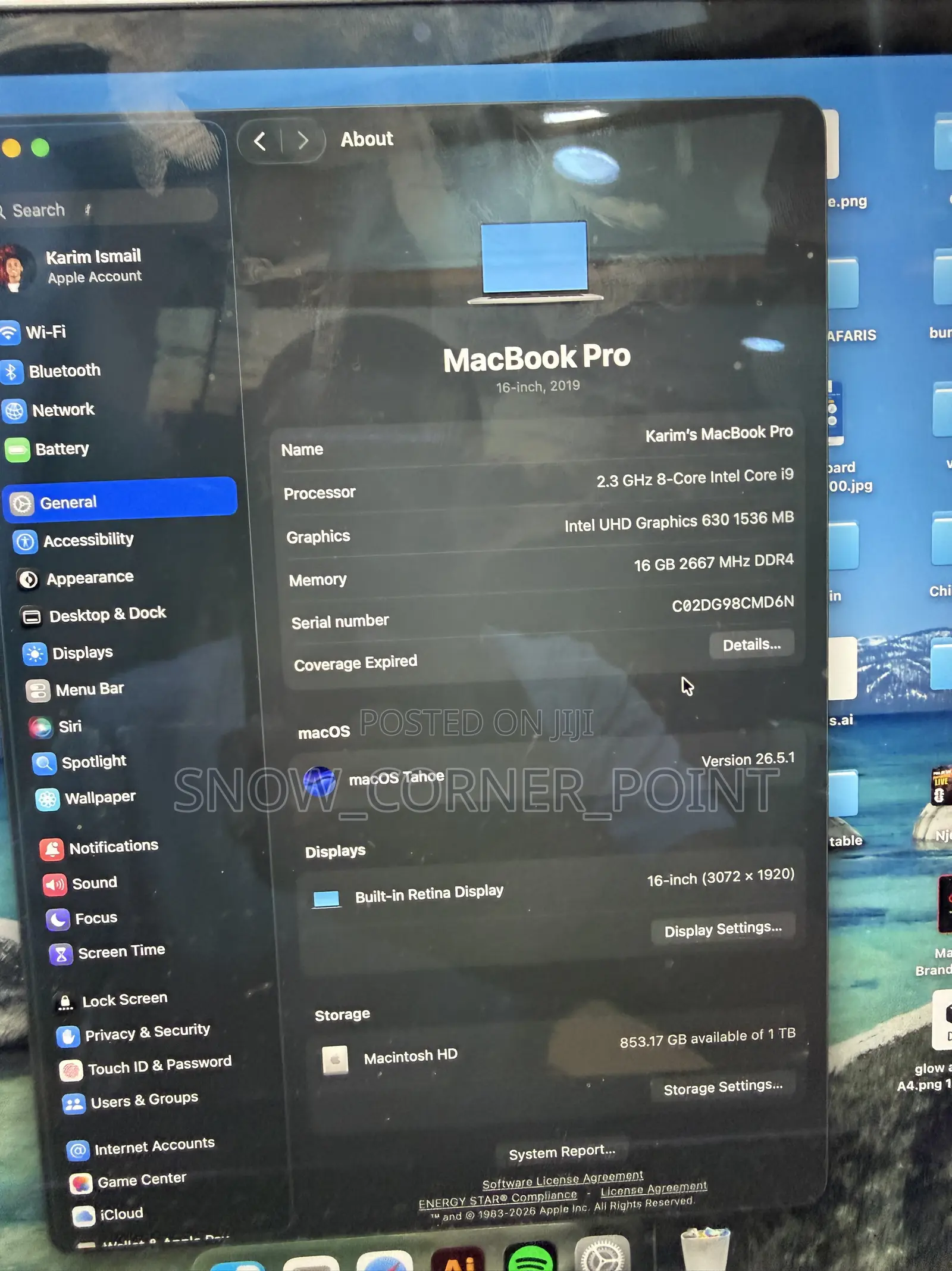 Laptop Apple MacBook 2019 16GB Intel Core i9 SSD 1T