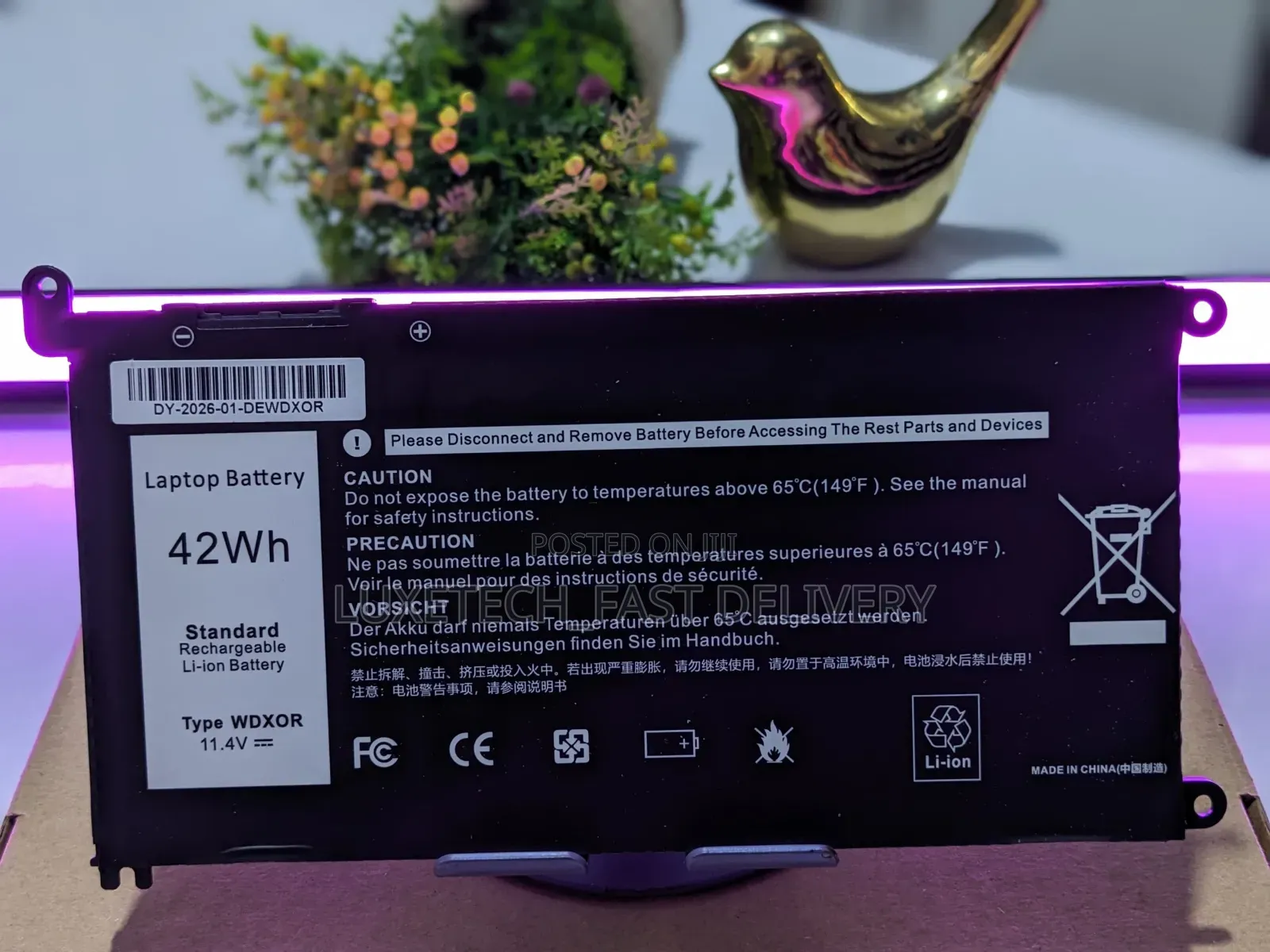 Dell WDX0R Rechargeable Laptop Battery 11.4V 42Wh - Inspiron, Latitude