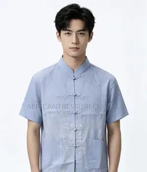Chinese Tang Suits Wity Frog Button Closure and Patterned Fabric
