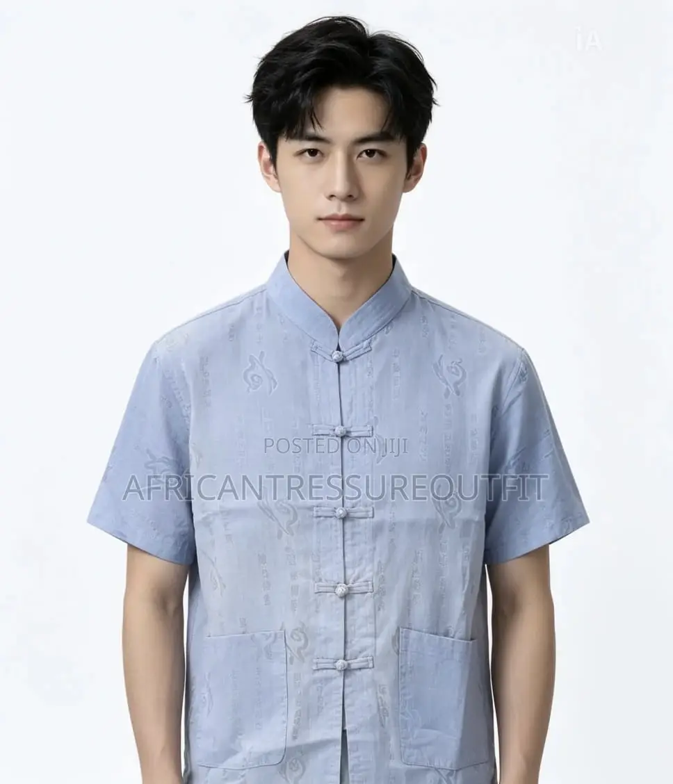 Chinese Tang Suits Wity Frog Button Closure and Patterned Fabric