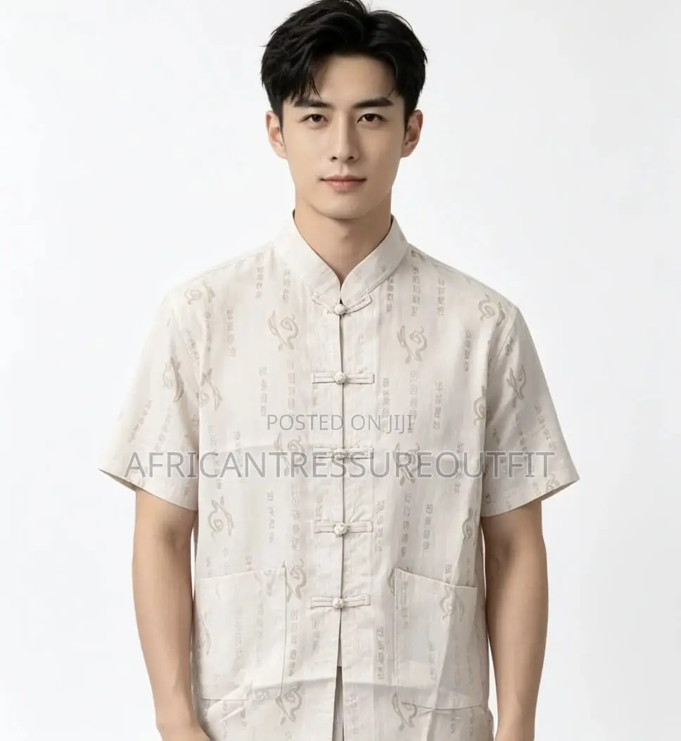 Chinese Tang Suits Wity Frog Button Closure and Patterned Fabric