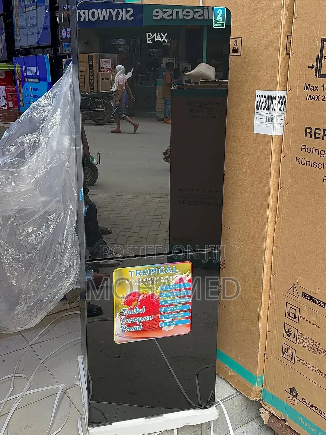 Pmax Combi Fridge Black Mirror 200 Litres