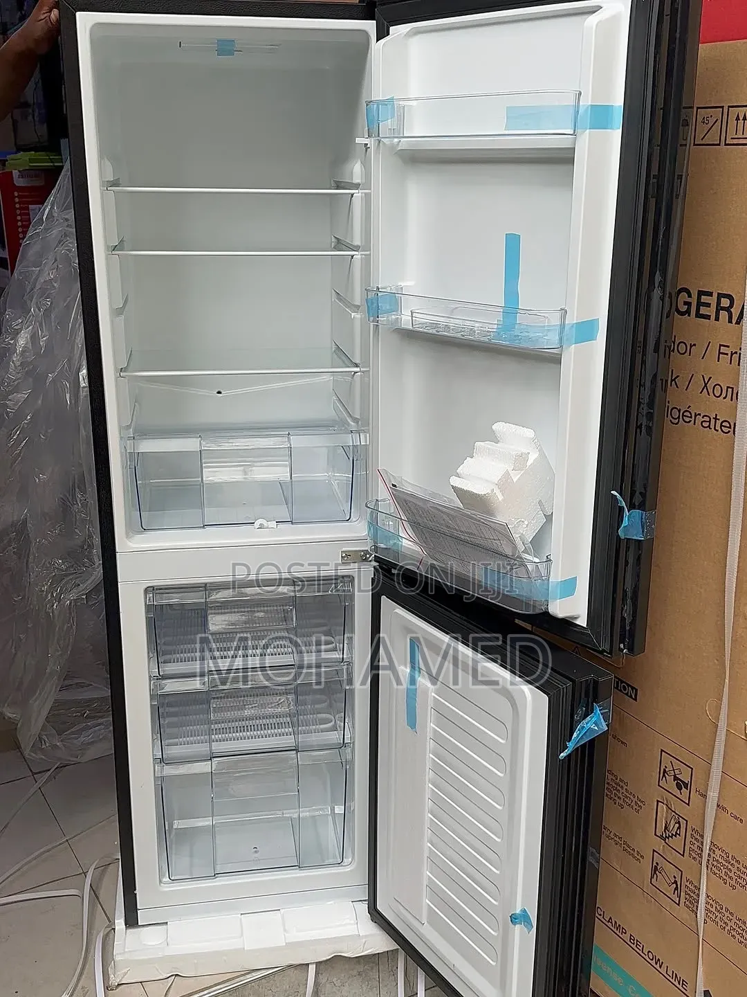 Pmax Combi Fridge Black Mirror 200 Litres