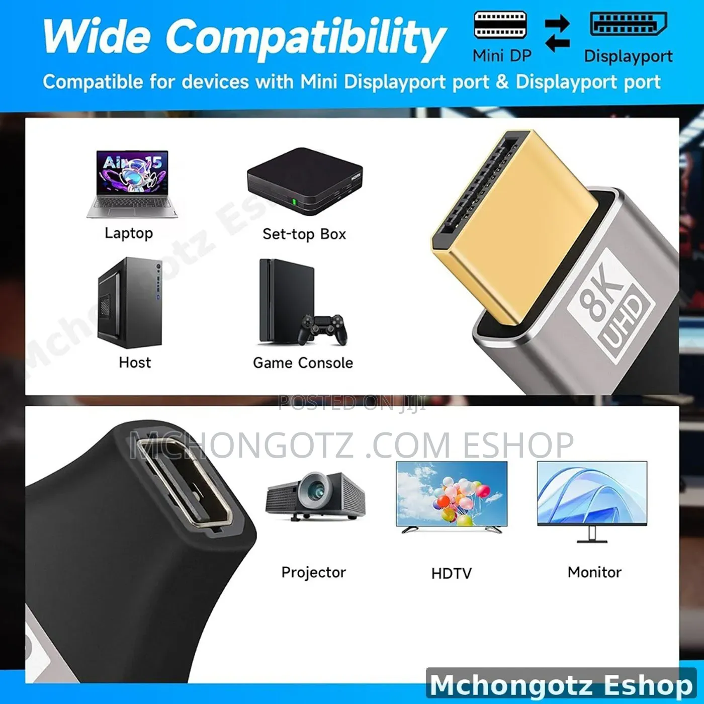 Mini Displayport | Thunderbolt to Displayport Adapter 60Hz DP1.4