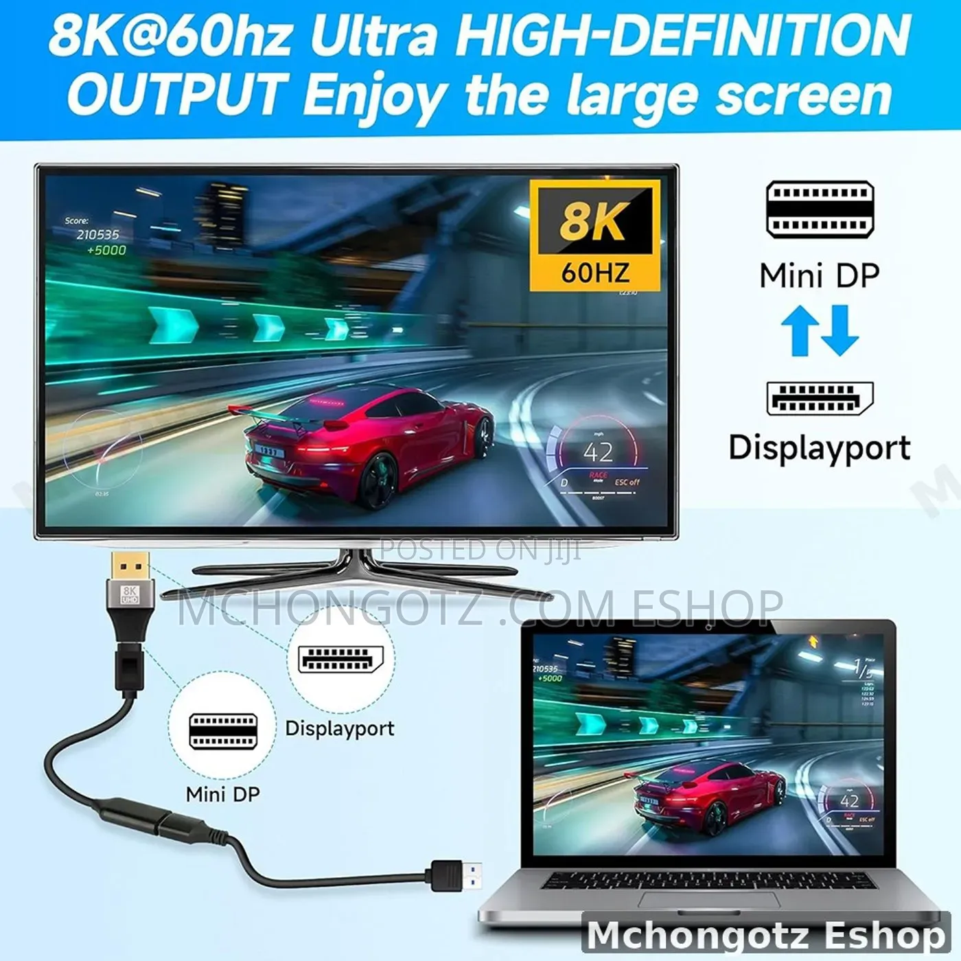 Mini Displayport | Thunderbolt to Displayport Adapter 60Hz DP1.4