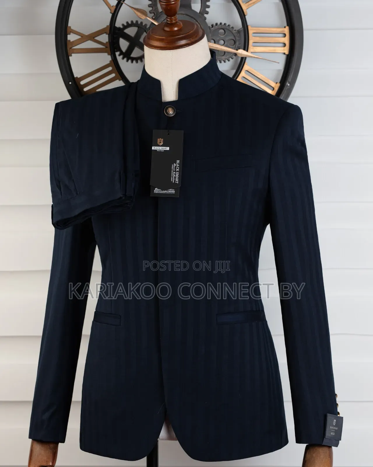 Men's Premium Navy Blue Mandarin Suit