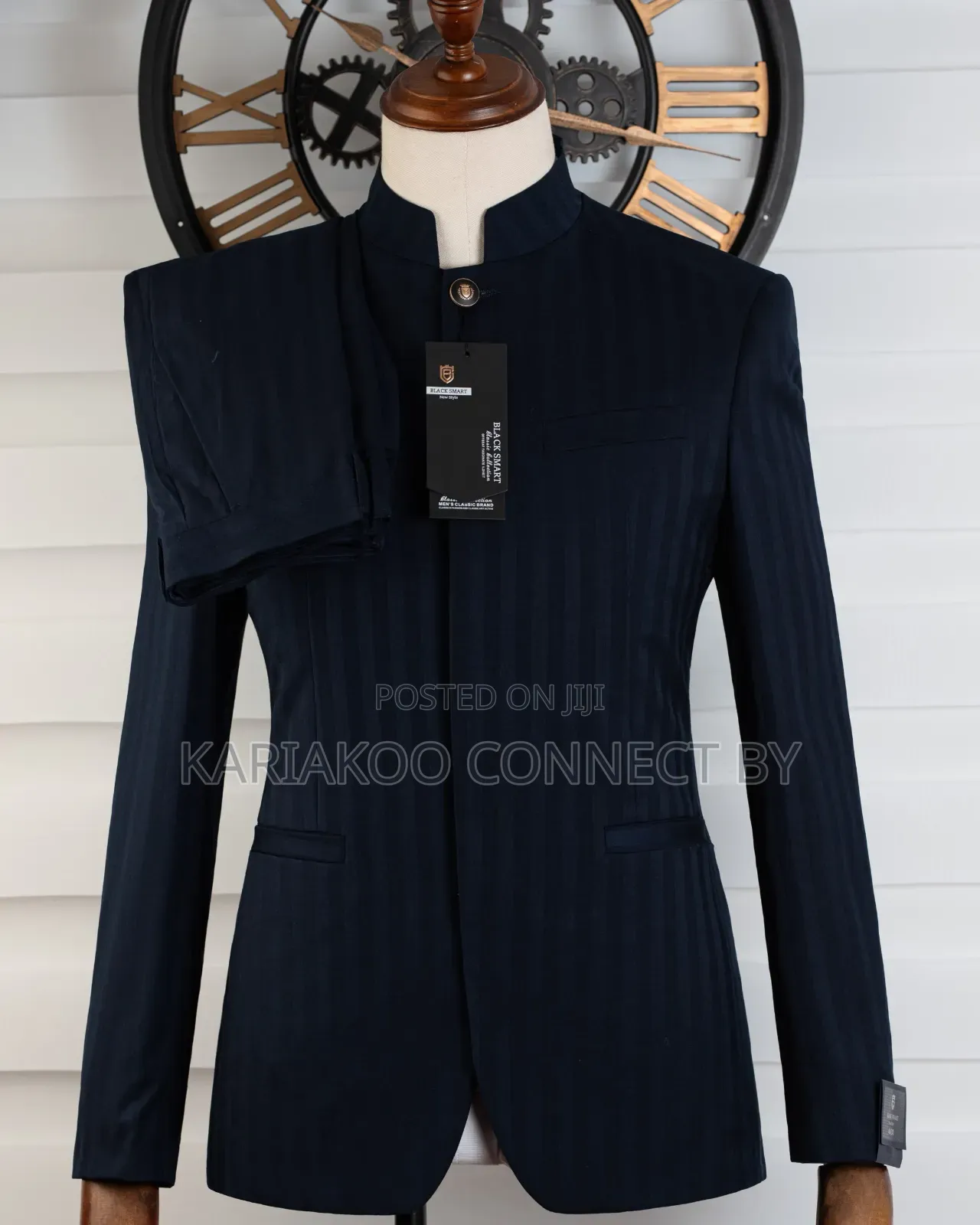 Men's Premium Navy Blue Mandarin Suit