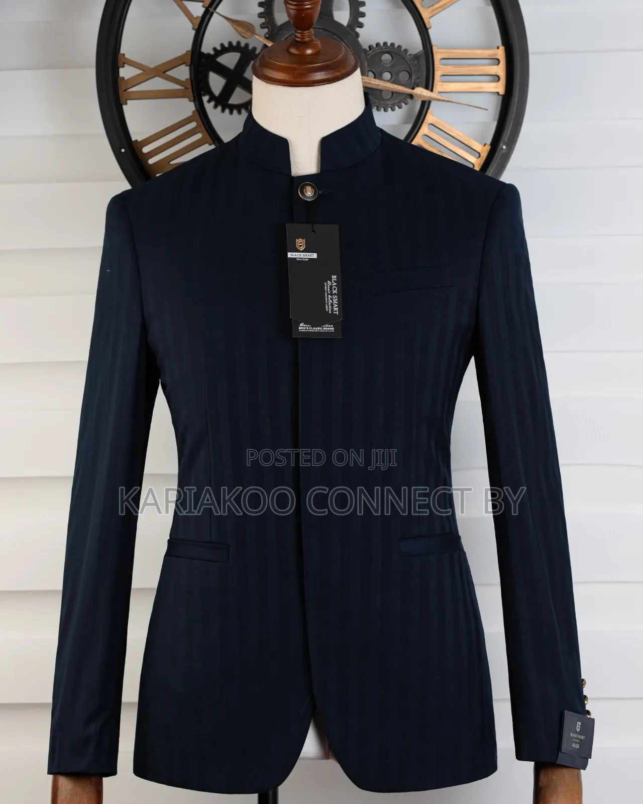 Men's Premium Navy Blue Mandarin Suit
