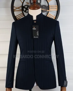 Men's Premium Navy Blue Mandarin Suit