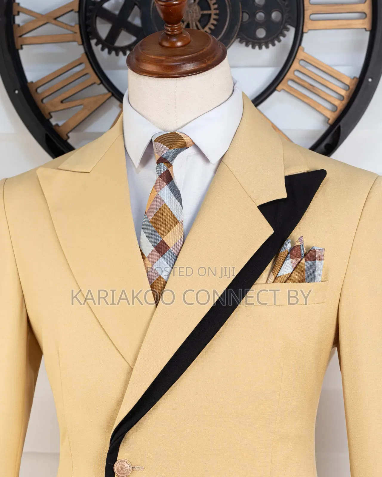 Premium Cream Yellow Contrast Suit