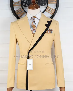 Premium Cream Yellow Contrast Suit