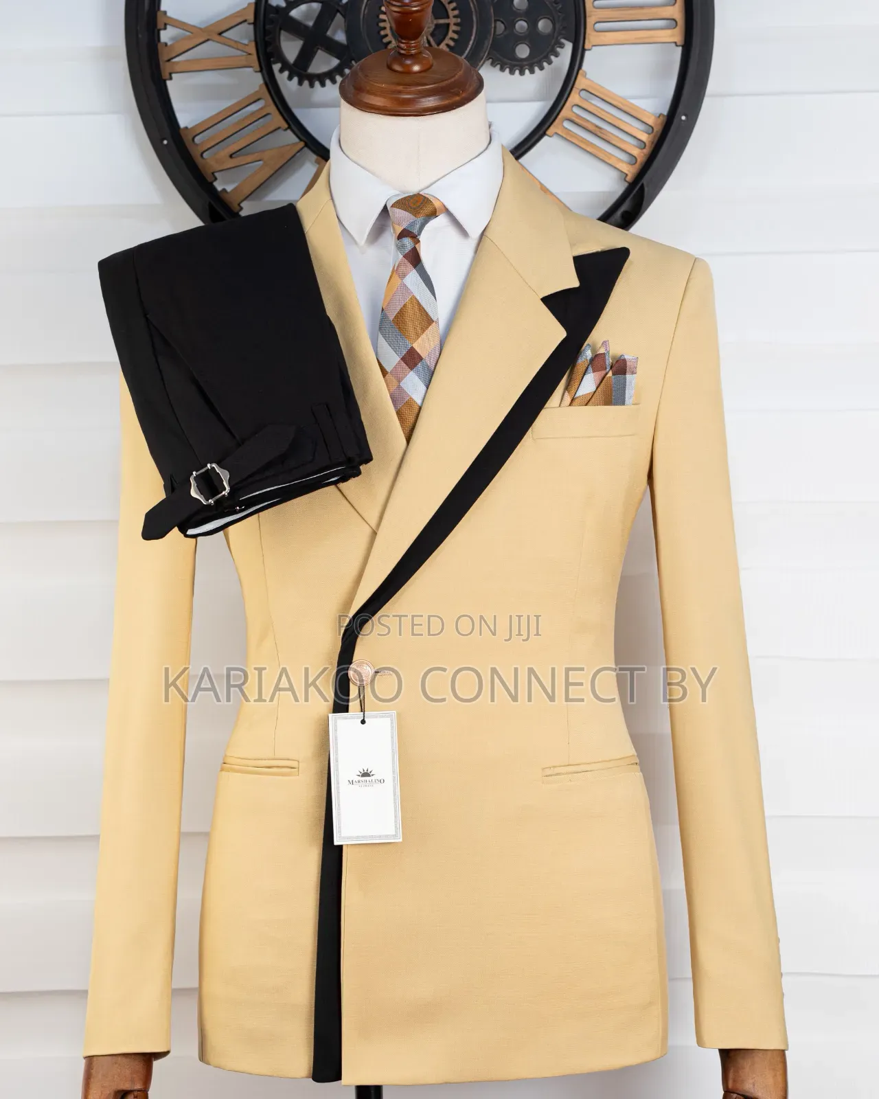 Premium Cream Yellow Contrast Suit