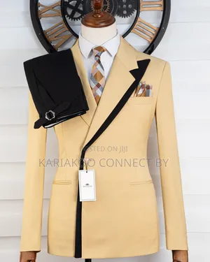 Premium Cream Yellow Contrast Suit