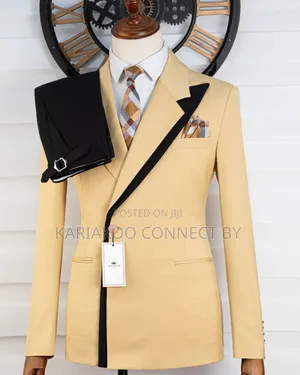 Premium Cream Yellow Contrast Suit