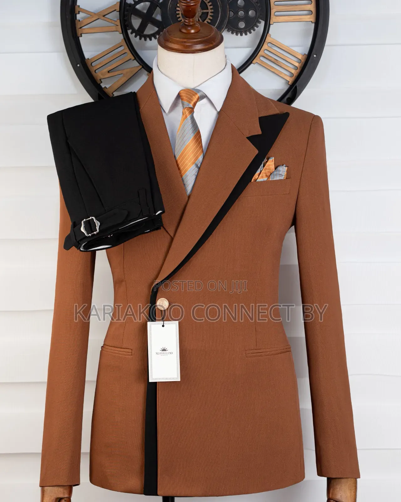 Exclusive Brown Black Contrast Suit