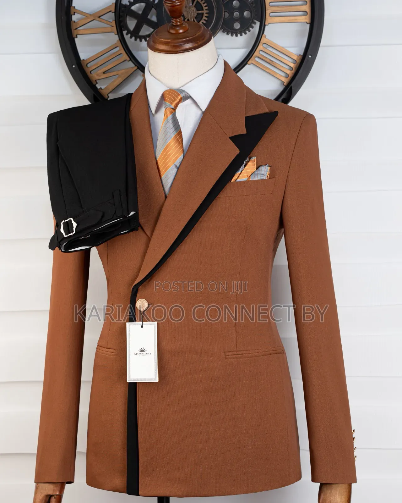 Exclusive Brown Black Contrast Suit