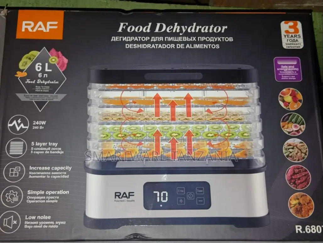 RAF Food Dehydrator 6L Capacity, 240W Power, 5 Layer Tray Design