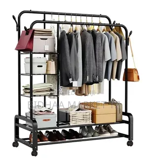 Home Garment Rack With Shelves – Clothes Coat Hanger