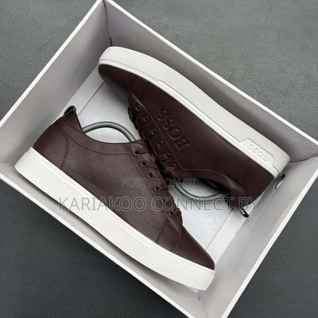 Men's Designer BOSS Pebbled Leather Smart Casual Sneakers